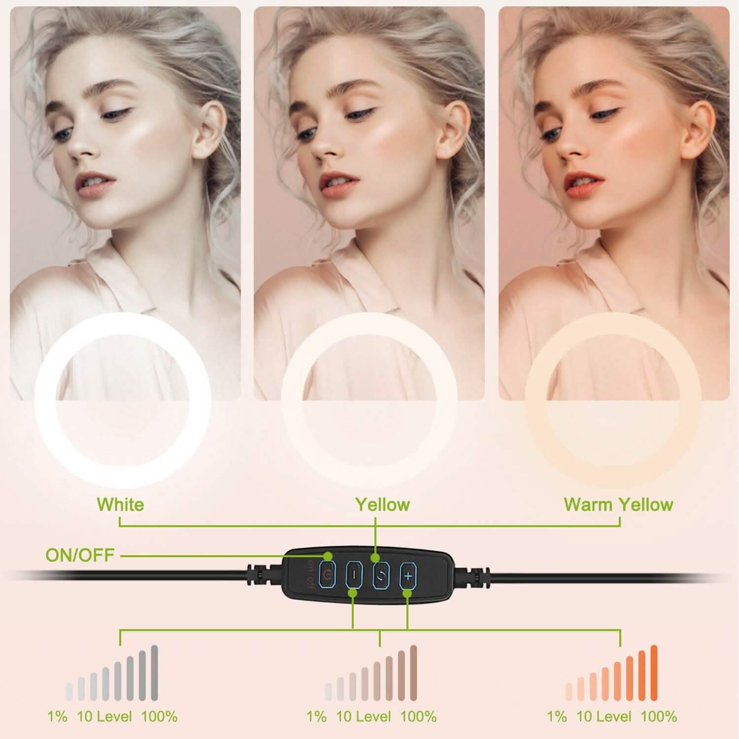 Anneau lumineux de 10 pouces avec 120 LED pour selfies