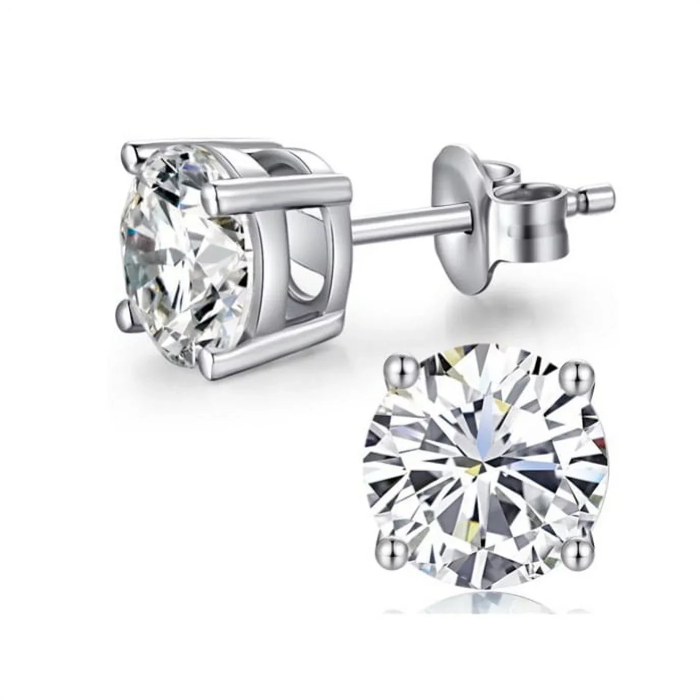 RMZ GOLD NYC Unisex 10k White Gold 1/2 Ct Round Created White Sapphire Stud Earrings