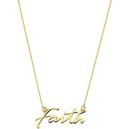 10K Gold Faith Necklace for Women Adjustable from 16" to 18"