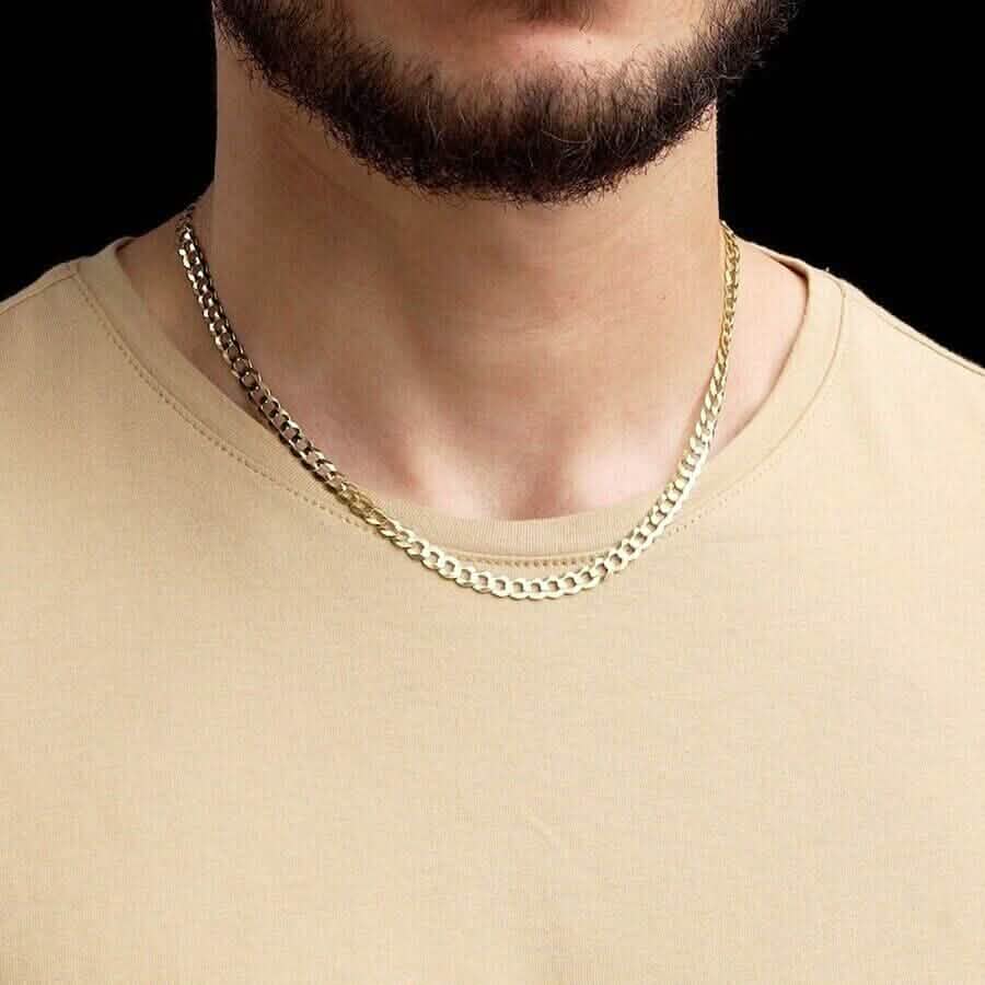 10K Solid Yellow Gold 4mm Cuban Curb Chain Link Necklace Lobster Clasp