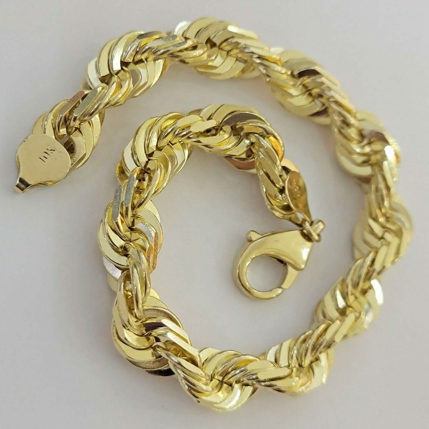 10K Solid Yellow Gold 8" 6MM Rope Bracelet