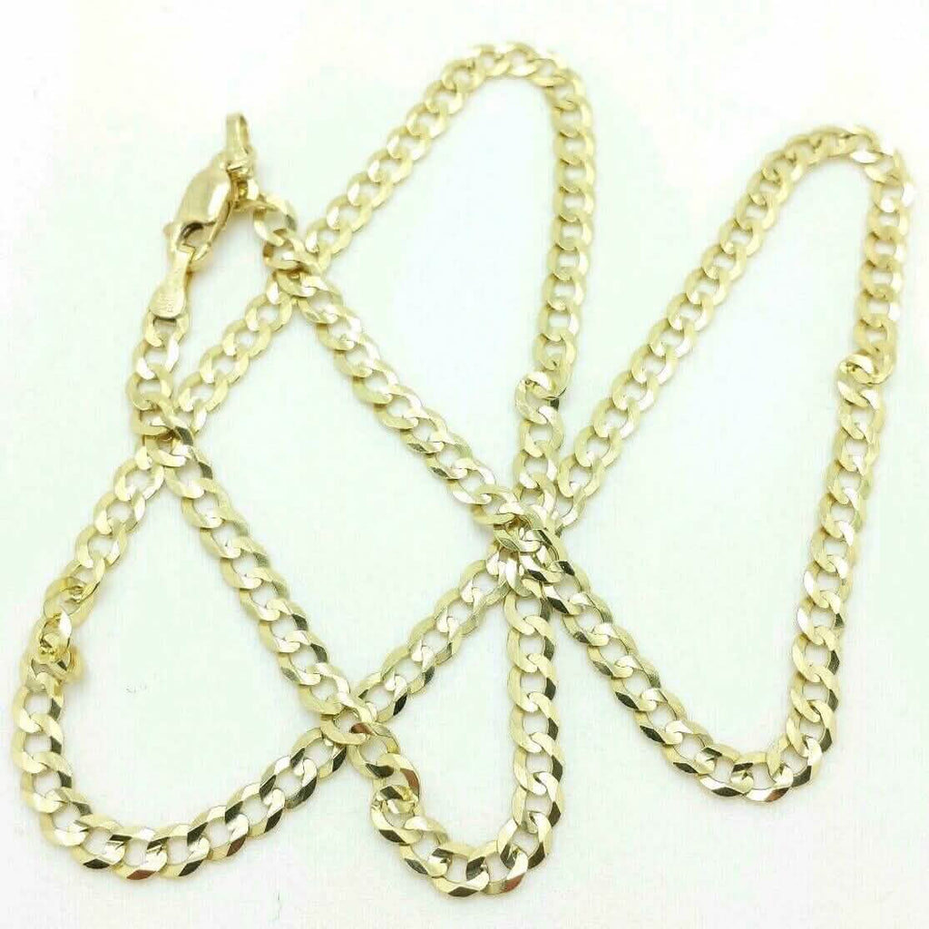 Collier chaîne cubaine en or jaune massif 10 carats 2,6 mm