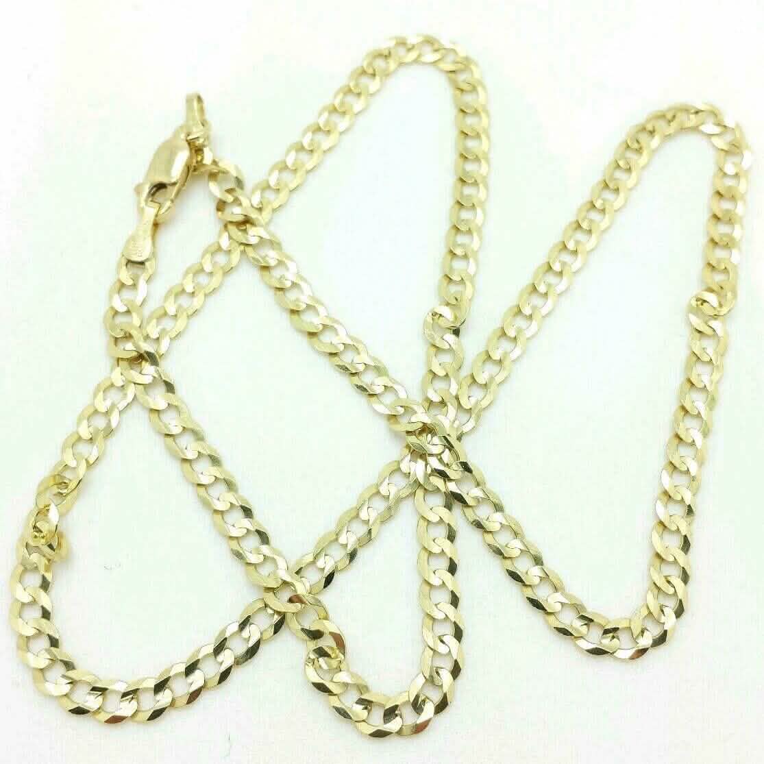 Collier chaîne cubaine en or jaune massif 10 carats 2,6 mm