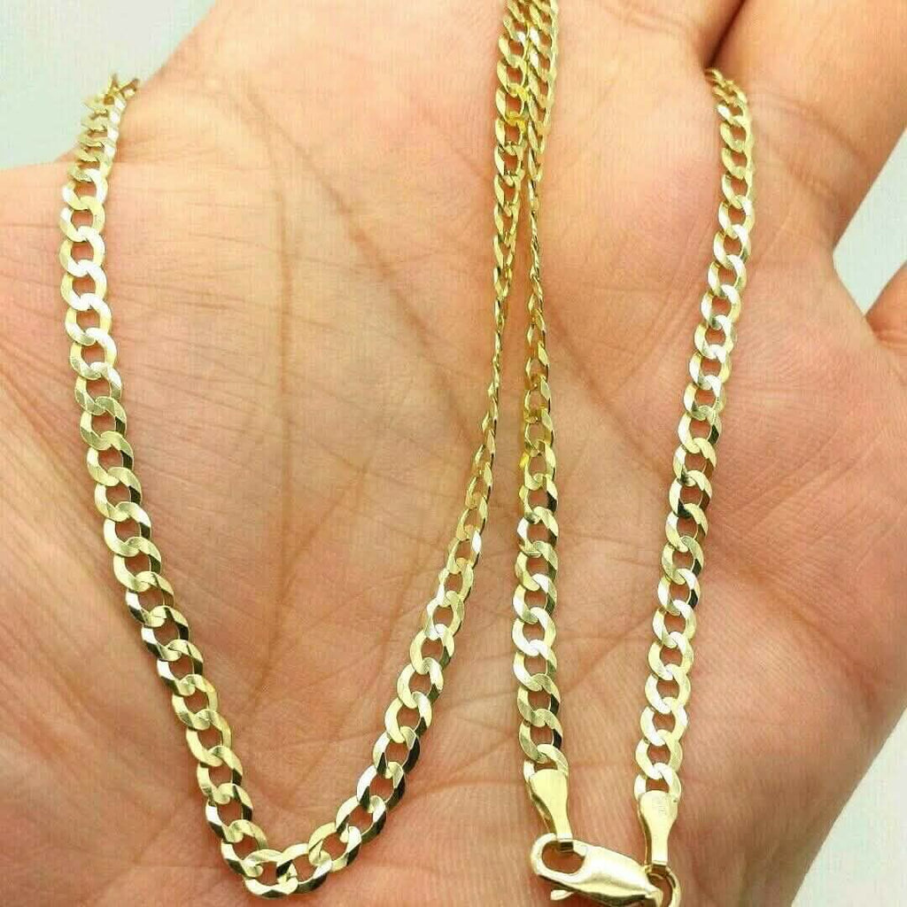 Collier chaîne cubaine en or jaune massif 10 carats 2,6 mm