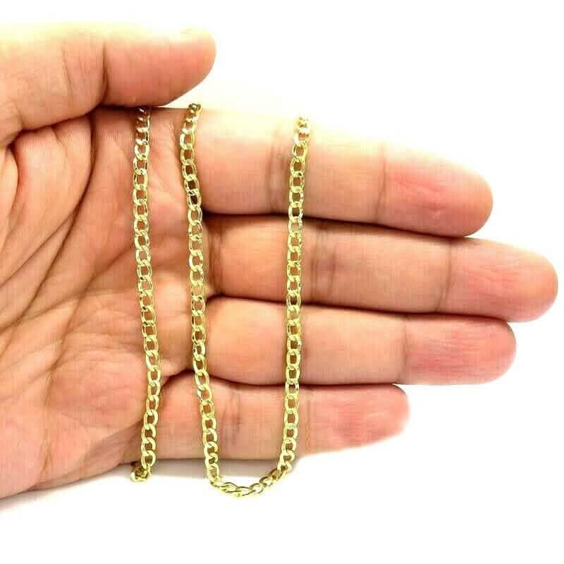 Collier chaîne cubaine en or jaune massif 10 carats 2,6 mm