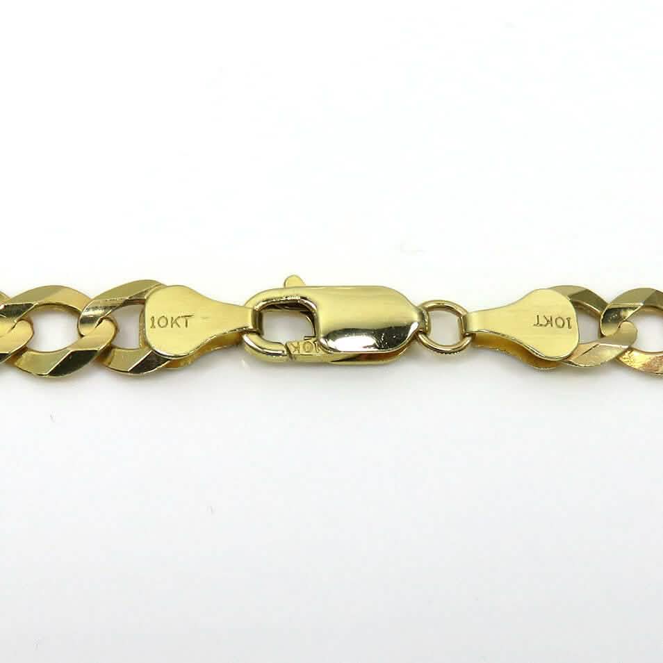 10K Solid Yellow Gold Curb Cuban Link Chain Pendant Necklace 7mm