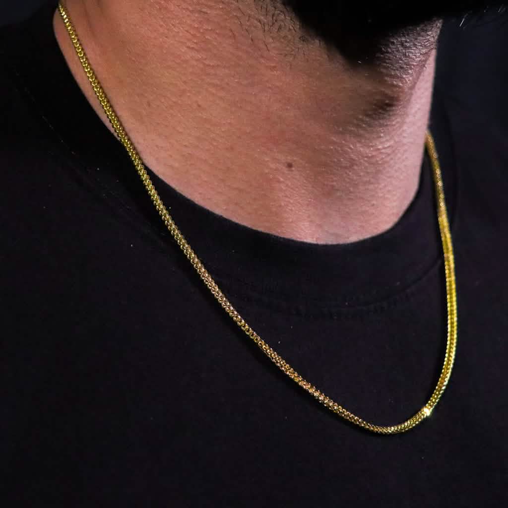 Chaîne pendentif 10K or jaune 2MM en maille blé franco