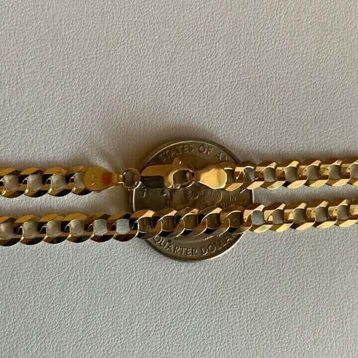 Chaîne maillons gourmette or jaune 10K 5MM Collier maille cubaine 16"-30" Fabriqué en Italie