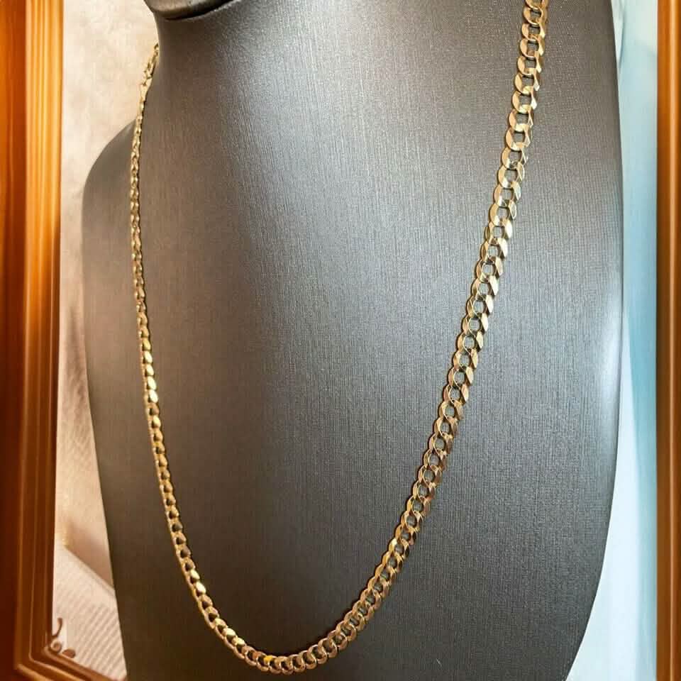Chaîne maillons gourmette or jaune 10K 5MM Collier maille cubaine 16"-30" Fabriqué en Italie