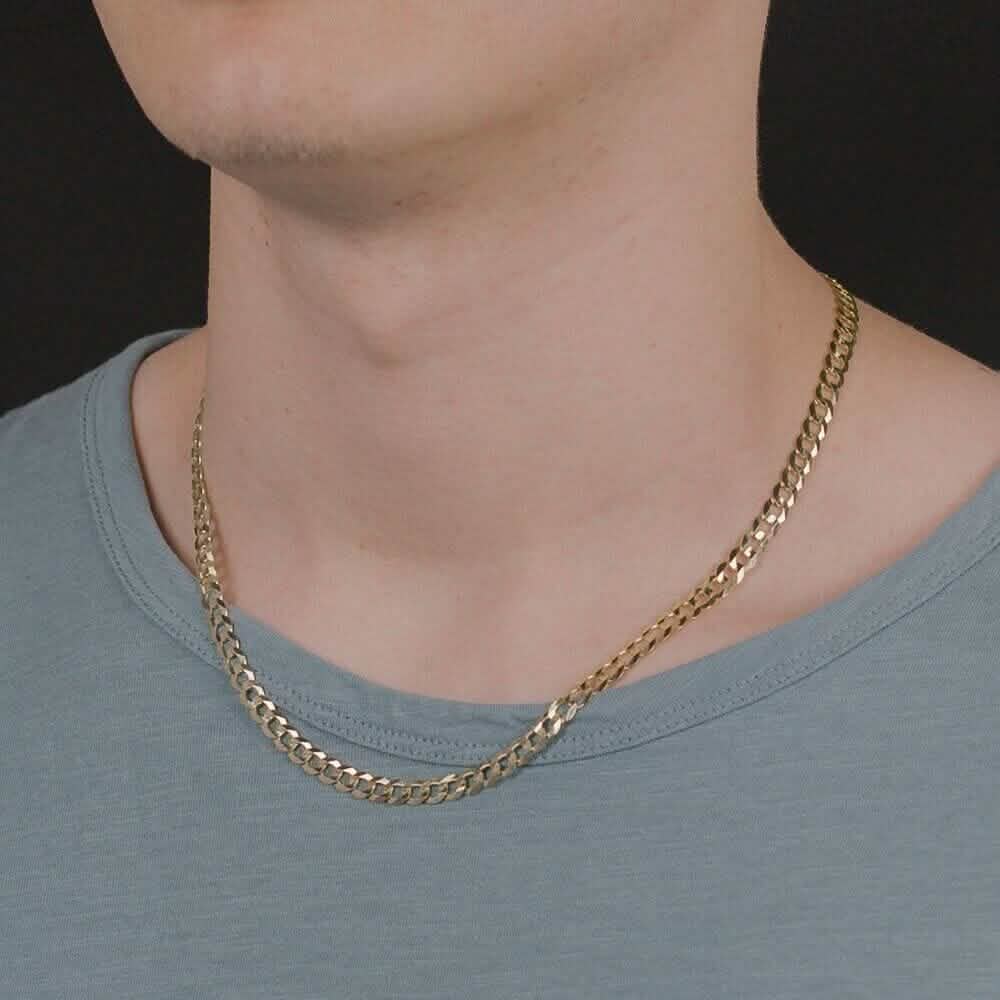 10k Yellow Gold 5MM Curb Chain Cuban Link Necklace 18"