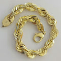 Bracelet chaîne maille corde Homme 6 mm en or jaune 10 carats avec coupe diamant, véritable fabrication italienne, 20,32 cm