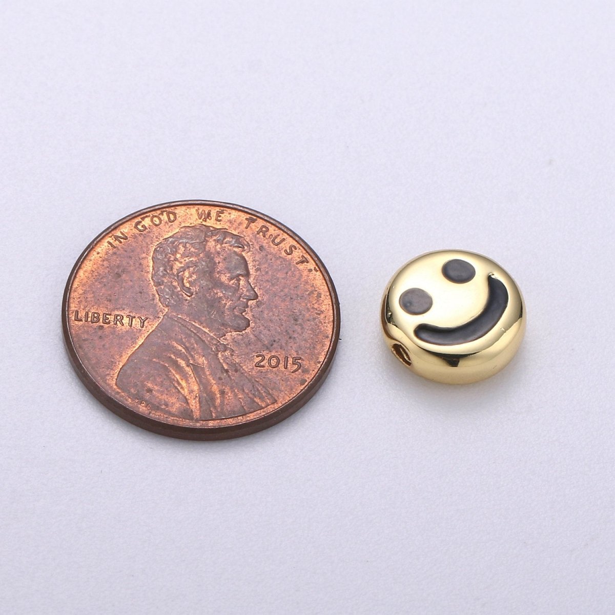10mm CZ Gold Filled Beads, Smiley Beads, Happy Face Beads, Emoji Charm for Bracelet Necklace Supply B-350