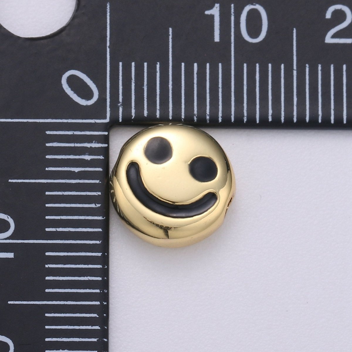 10mm CZ Gold Filled Beads, Smiley Beads, Happy Face Beads, Emoji Charm for Bracelet Necklace Supply B-350