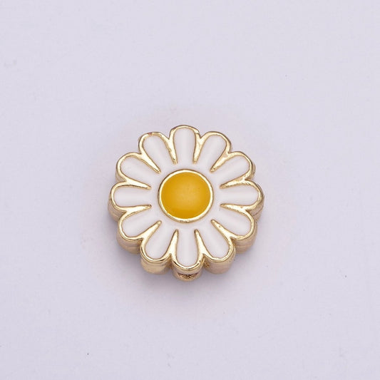 10mm Daisy Flower Bead Spacer White Mini Floral Nature Gold Filled Art Jewelry Making Beads B-765
