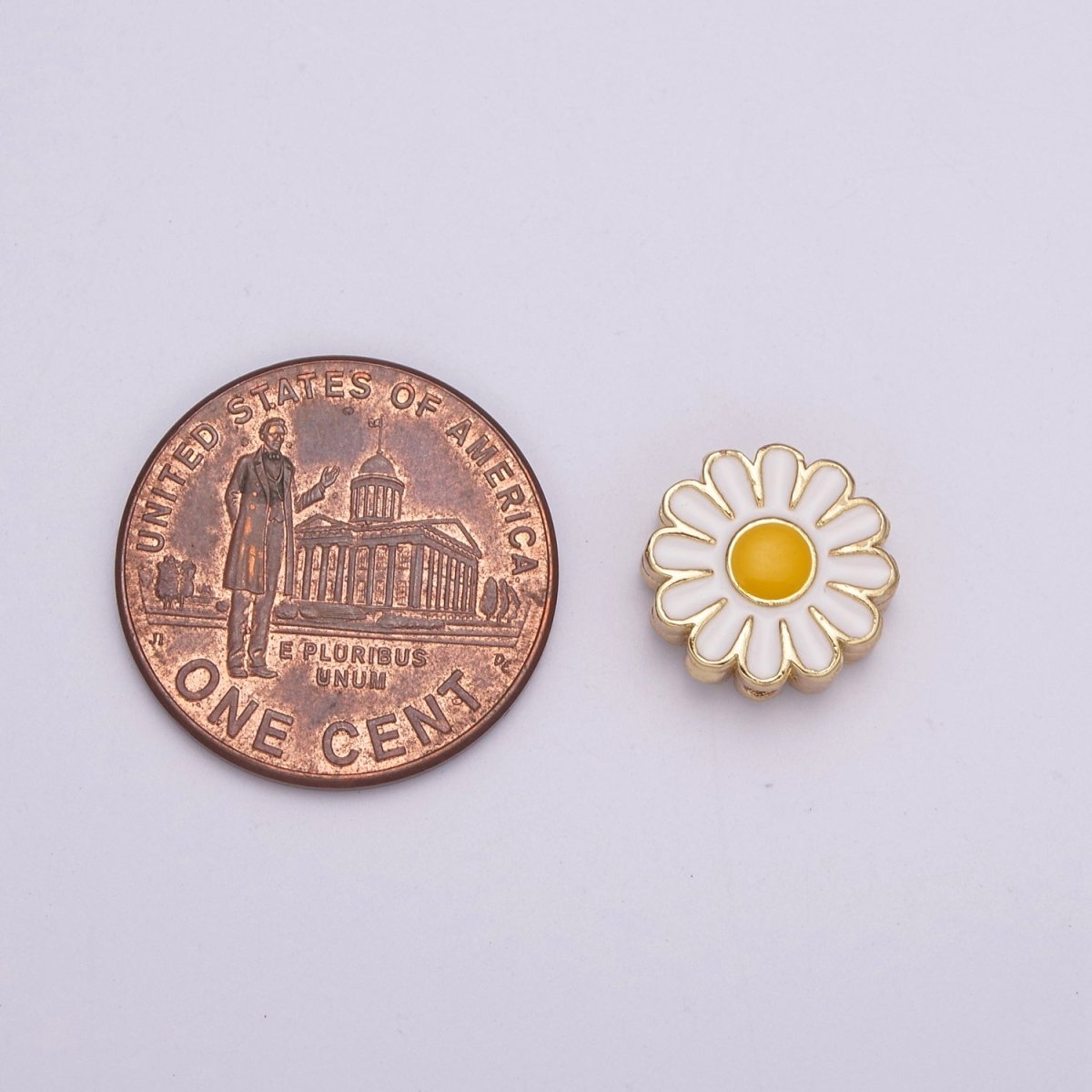 10mm Daisy Flower Bead Spacer White Mini Floral Nature Gold Filled Art Jewelry Making Beads B-765