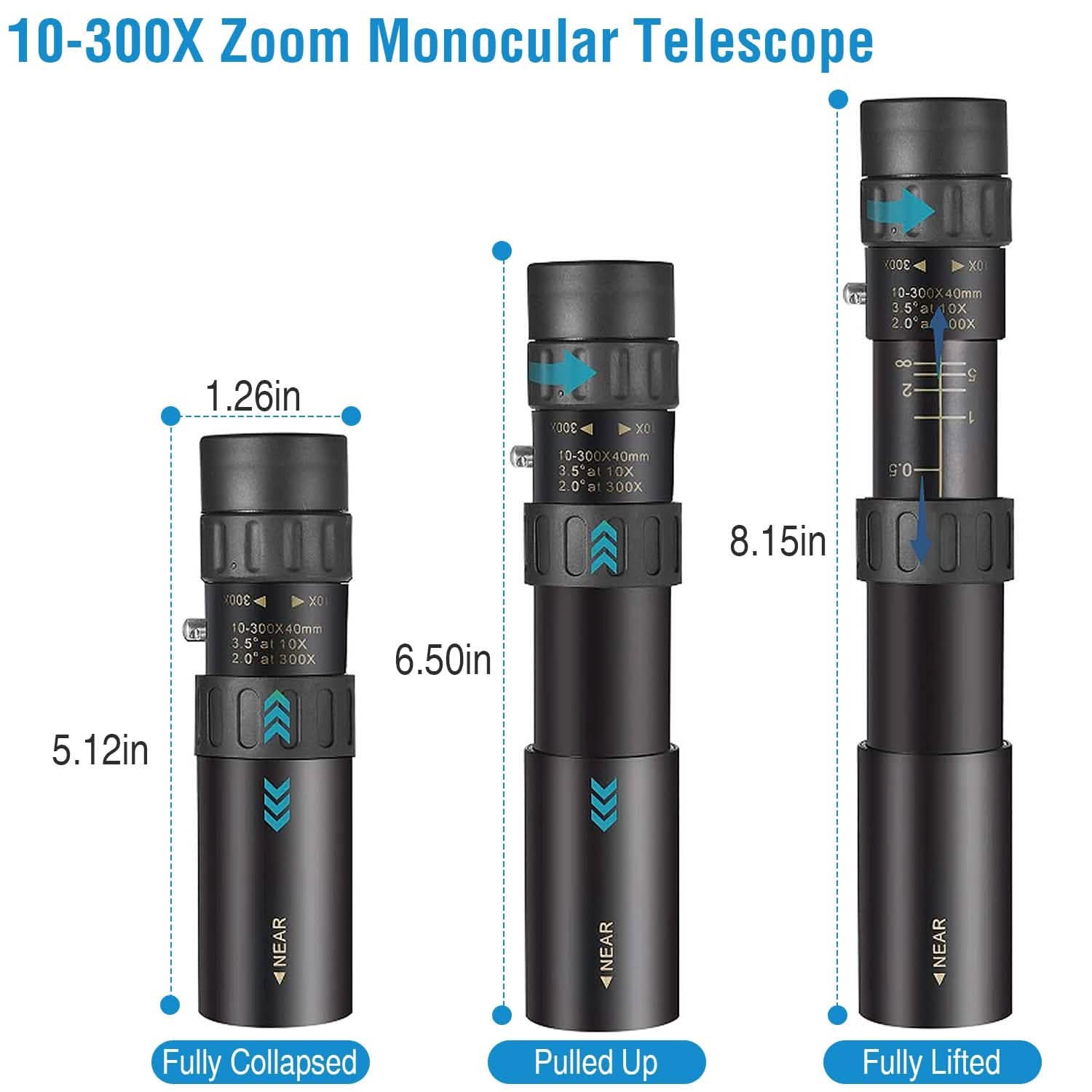 10X-300X Zoom Monocular Telescope High Definition Phone Telephoto Lens