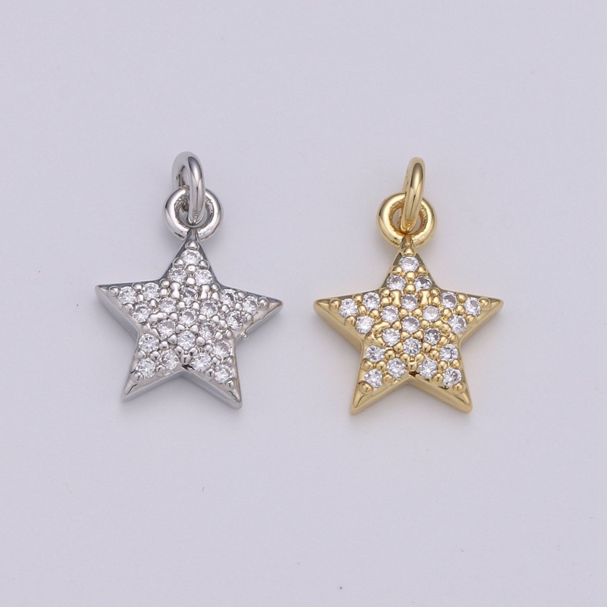 10x10mm 24K Gold Filled Star Charms, Cubic Zirconia Charms, Micro Pave Charms, Star Pendant, CZ Celestial Jewelry Micro Pave Star Charm, D-578 D-579