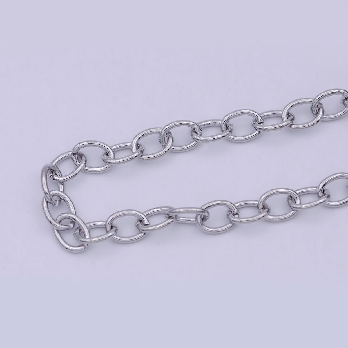 10X7.5mm ROLO Cable Unfinished Gold Plated Chain For Jewelry Making, Rhodium Plated Wholesale Bulk Roll Chain, Silver Jewelry Supply Component | ROLL-714 Clearance Pricing