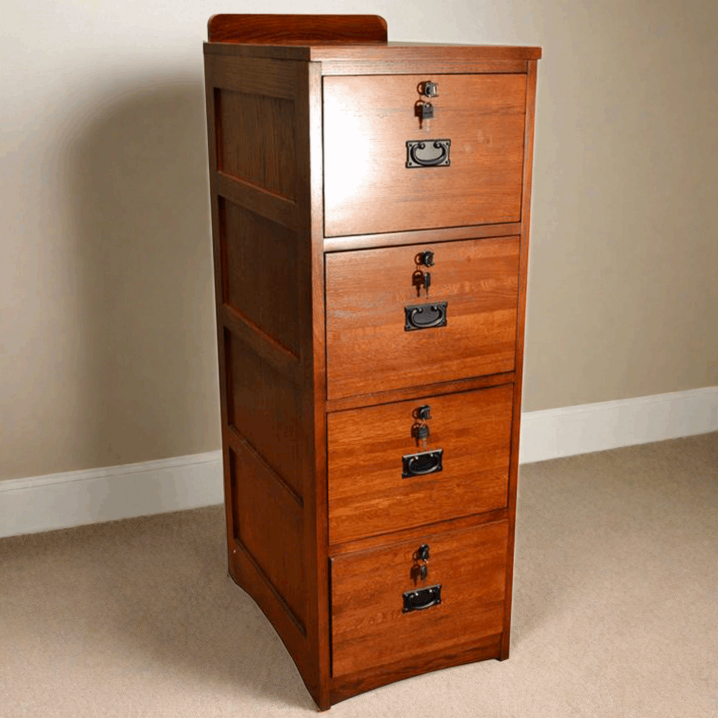 Mission Solid Oak 4 Drawer File Cabinet - Michaels Cherry