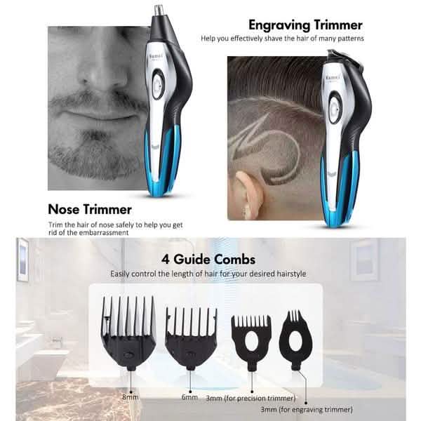 Tondeuse à cheveux professionnelle 11-en-1 à chargement rapide et rasoir sans fil