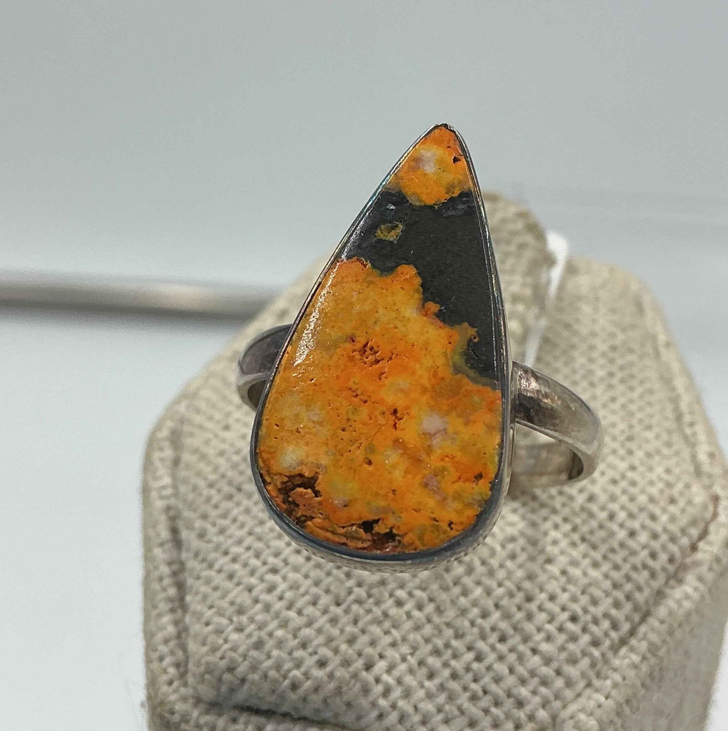 Sterling Silver Teardrop Bumblebee Jasper Ring - Size 10 - Joy, Strength, & Personal Power