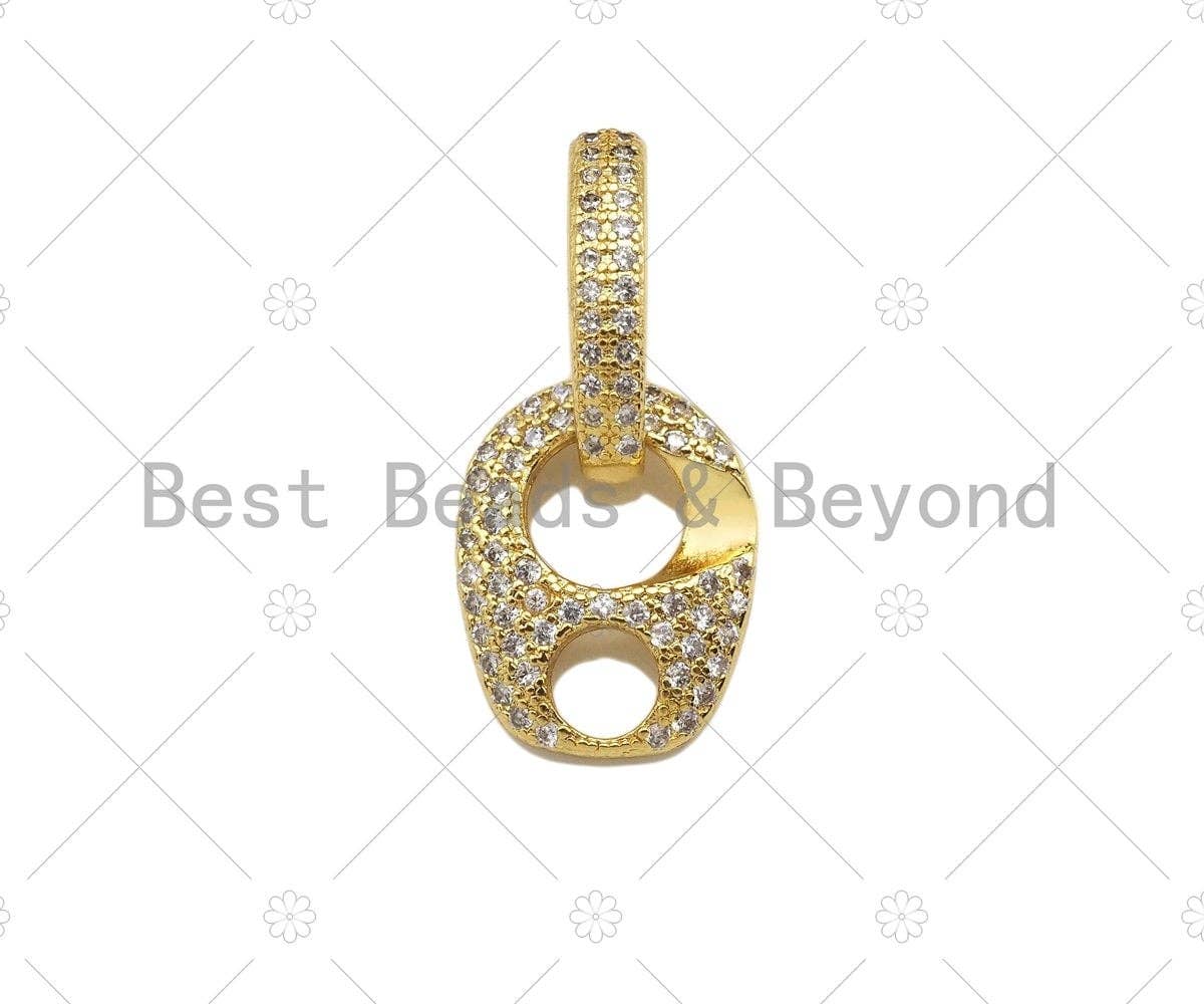 CZ Micro Pave Soda Tab Shape Pendant/Charm,Cubic Zirconia Charm, Necklace Bracelet Charm Pendant,9x11mm/12x16mm, Sku#LK221