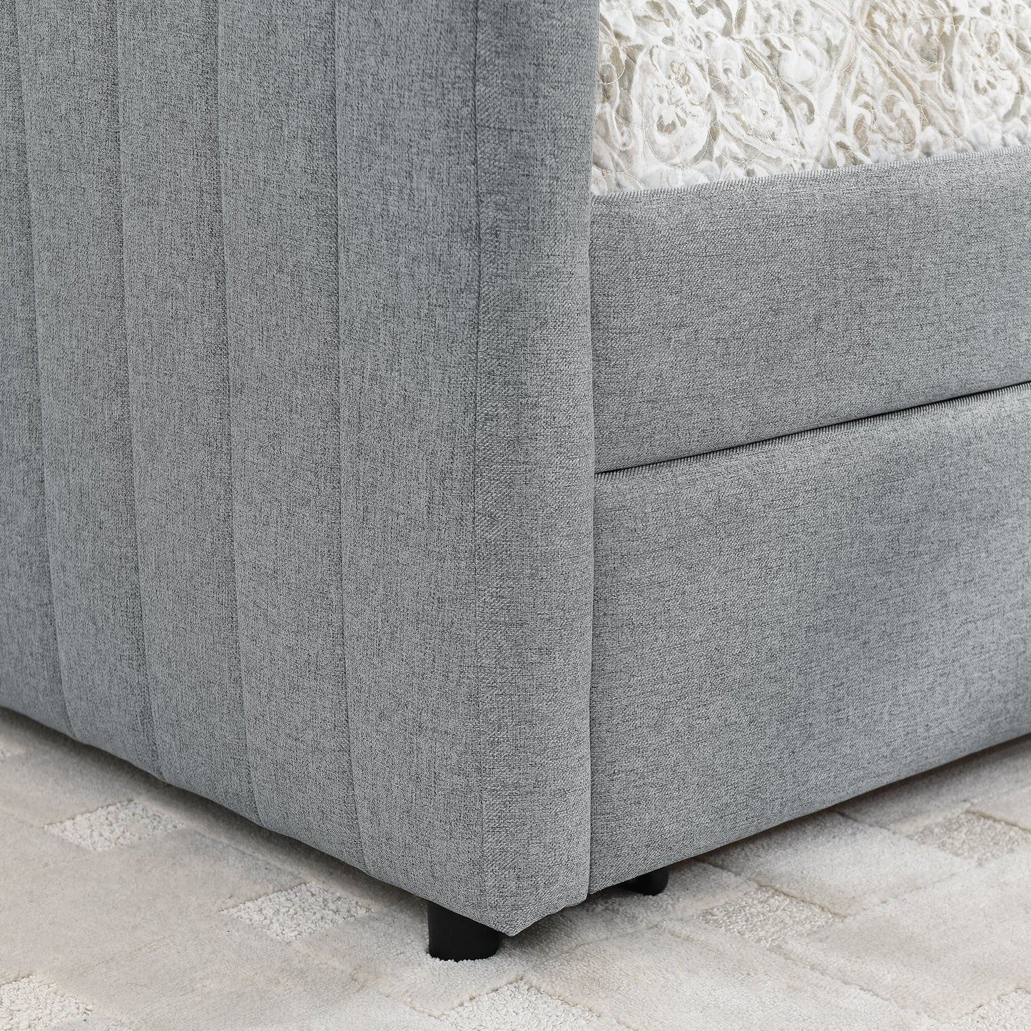 Queen Size Daybed with Two Drawers Trundle Upholstered Sofa Bed