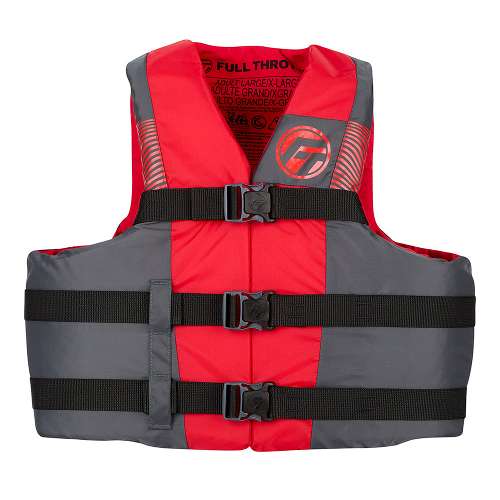 Full Throttle Adult Nylon Life Jacket - 4X/7X - Black/Red [112200-100-110-26]