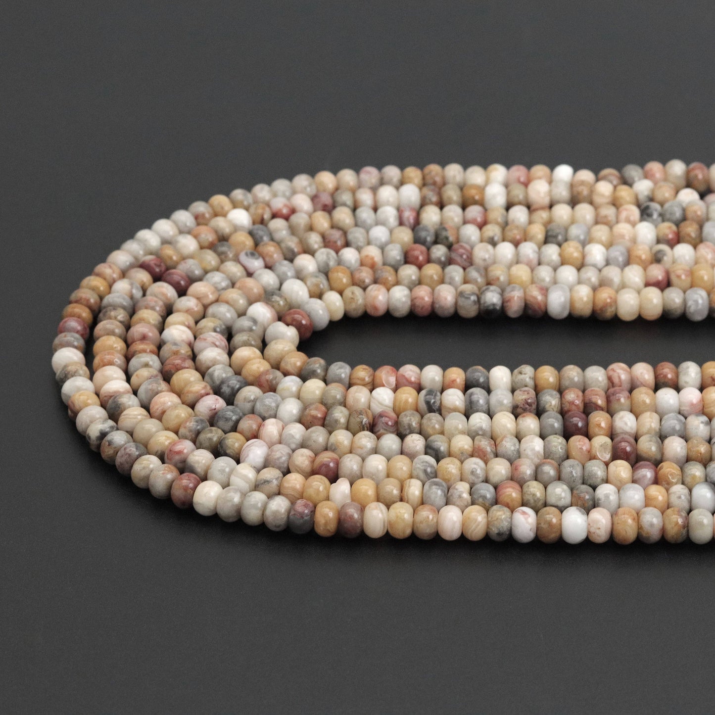 4x6mm Rondelle Smooth Crazy Lace Agate Beads, Sku#U1968