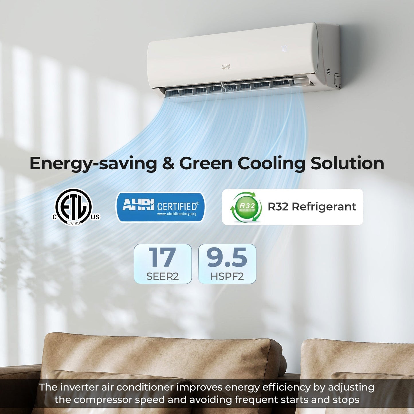 11500 BTU 115V Mini Split Air Conditioner and Heater Pump System Wifi Enabled