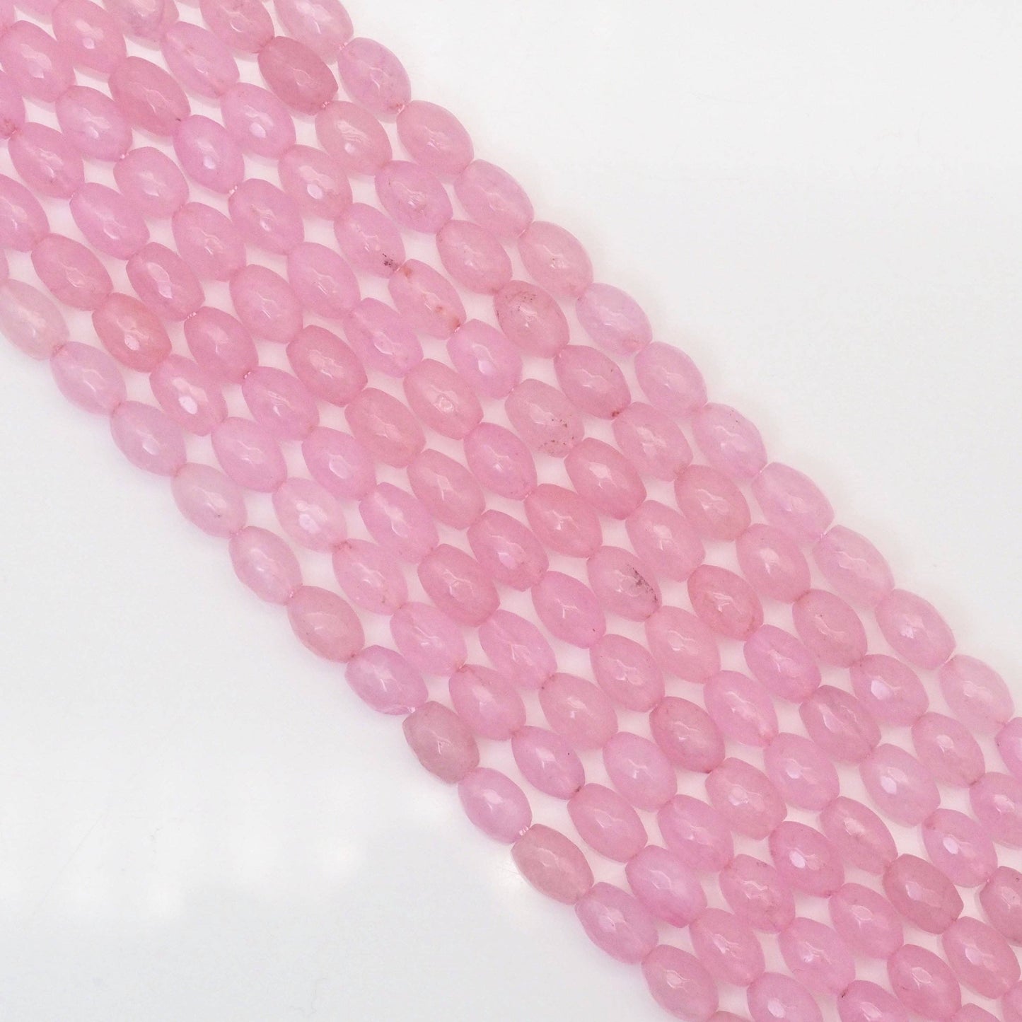 Rice Shape Faceted Pink Jade Beads, Sku#U1716