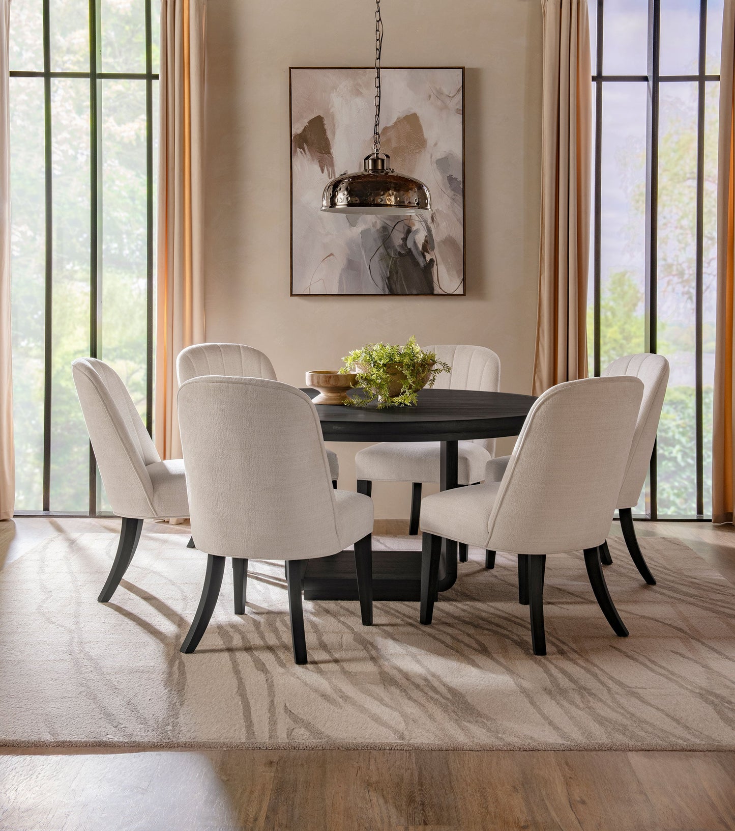 Leandro 60-inch Round Dining Table Burnished Black