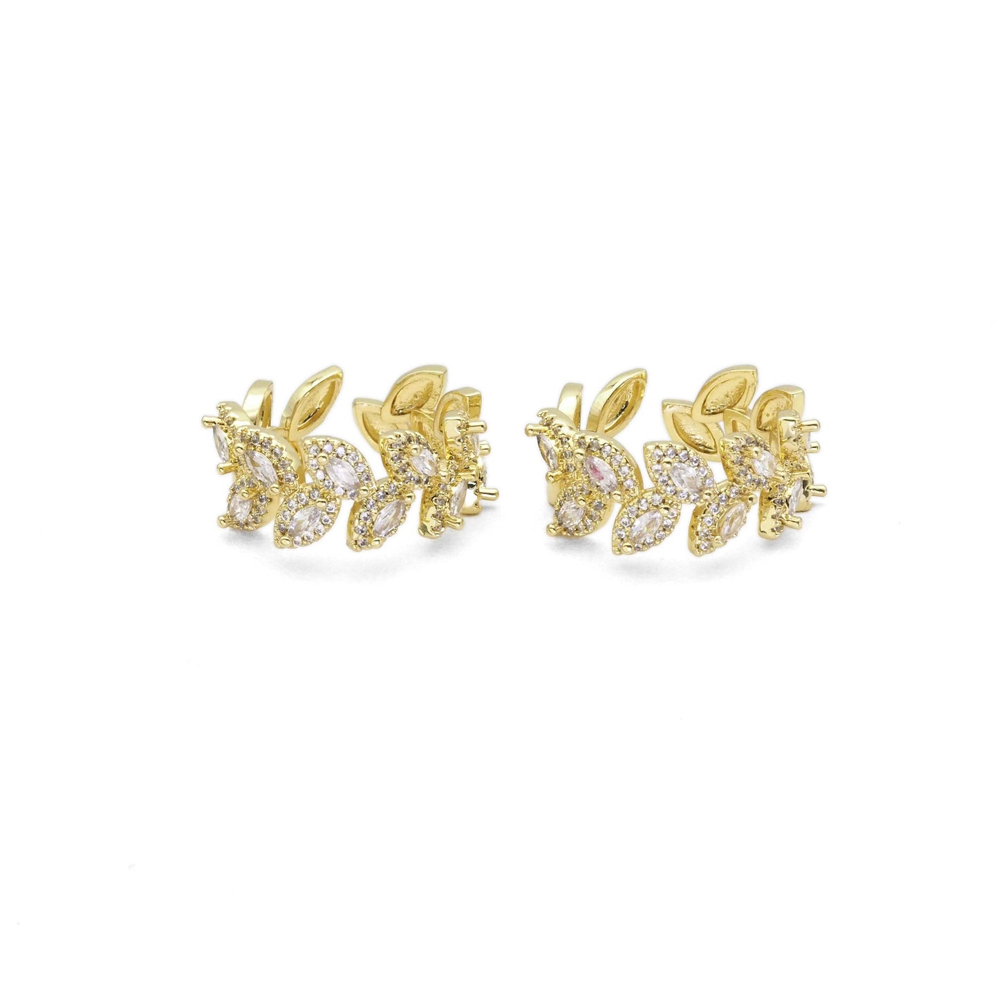 Gold Clear CZ Olive Branch Adjustable Ring, Sku#LX266