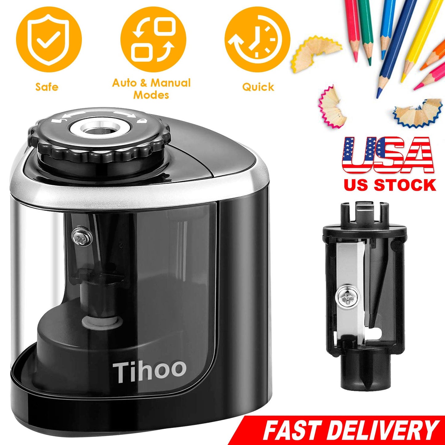 Electric Pencil Sharpener for Home and School, Auto/Manual