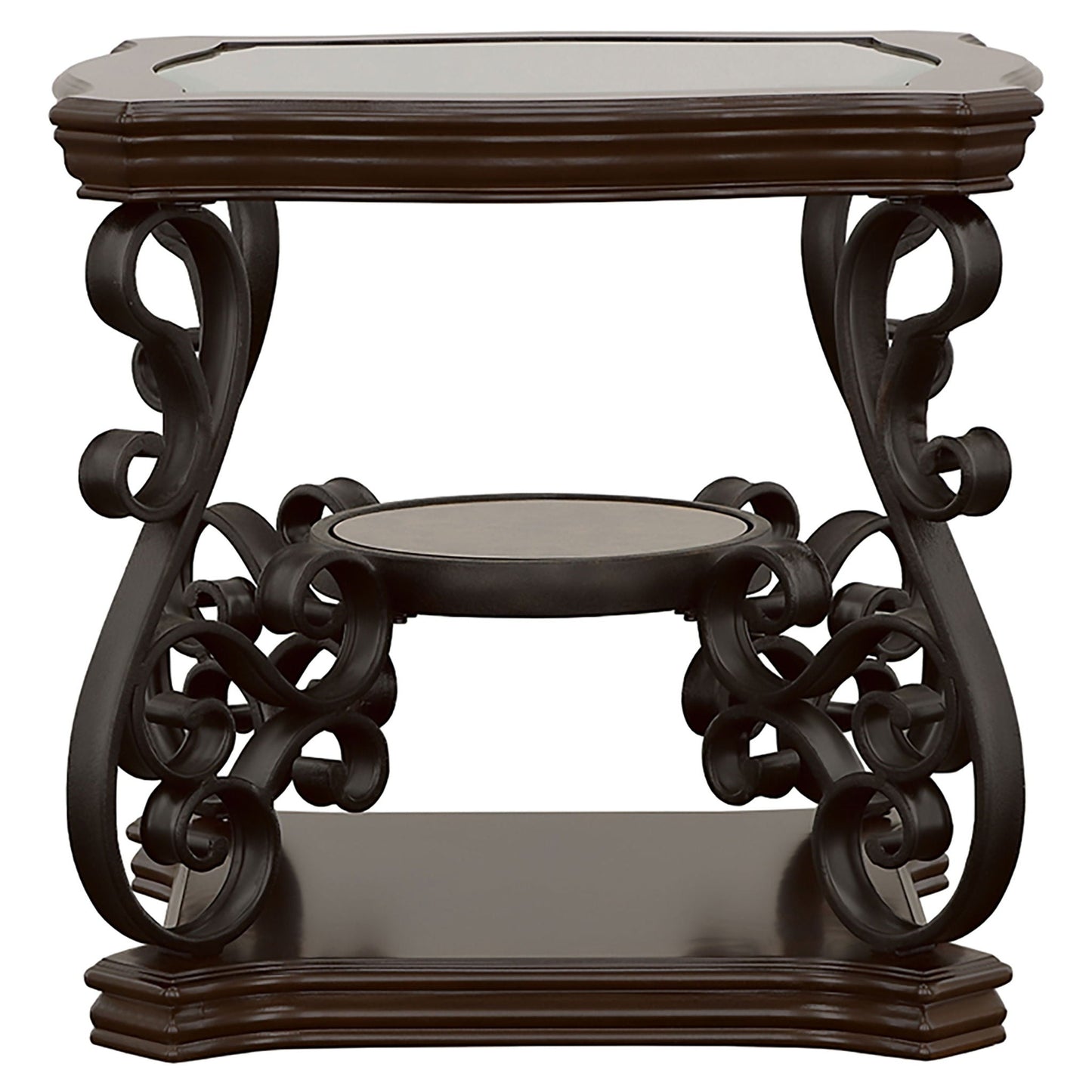 Laney 1-shelf Glass Top Square End Table Deep Merlot