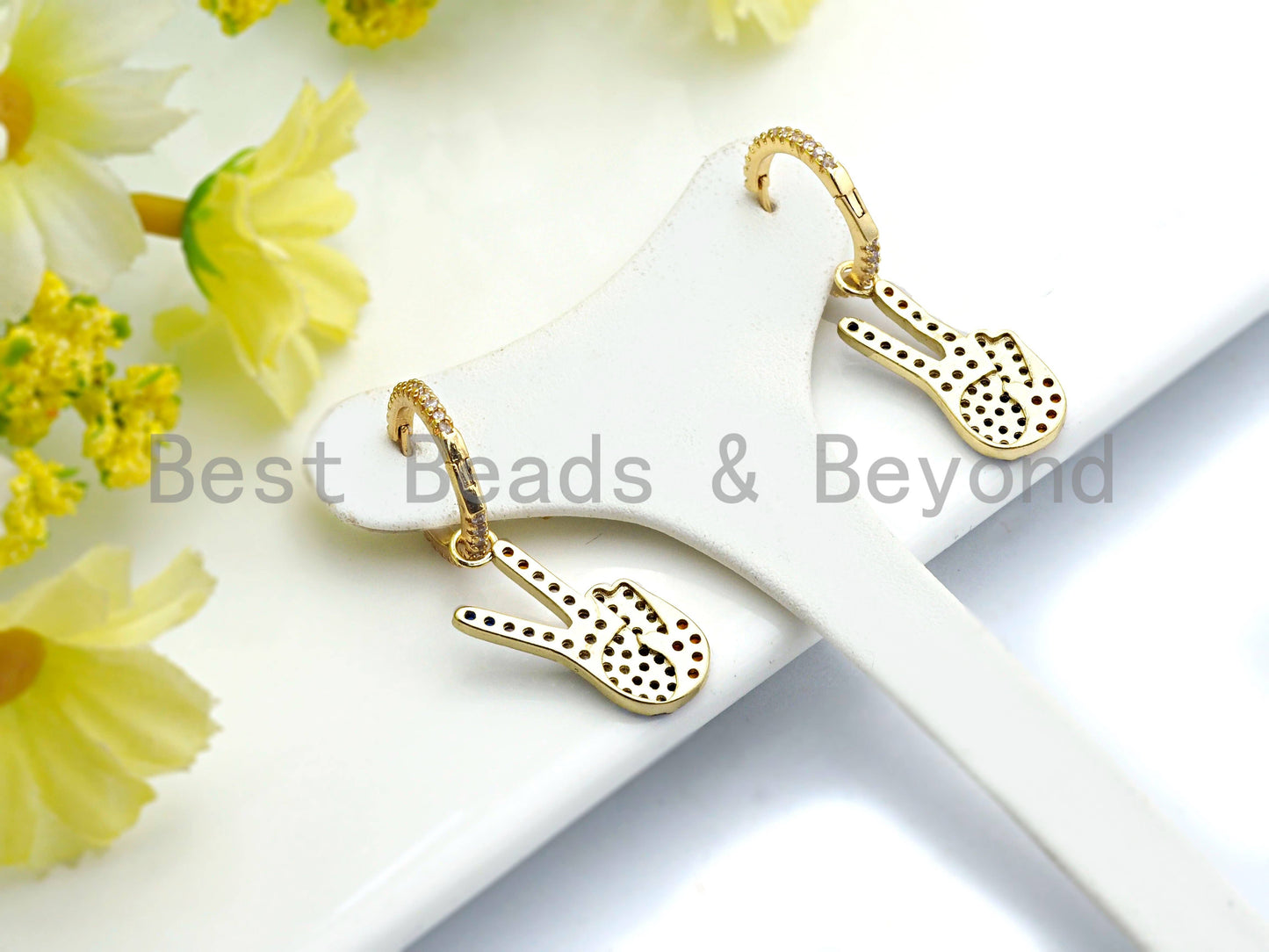 CZ  Victory Sign Hoop Earrings, Sku#J55