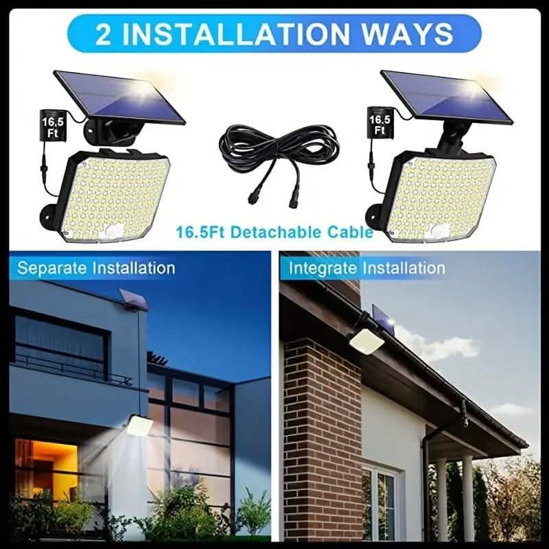 Projecteurs solaires à LED 118 avec détecteur de mouvement et télécommande