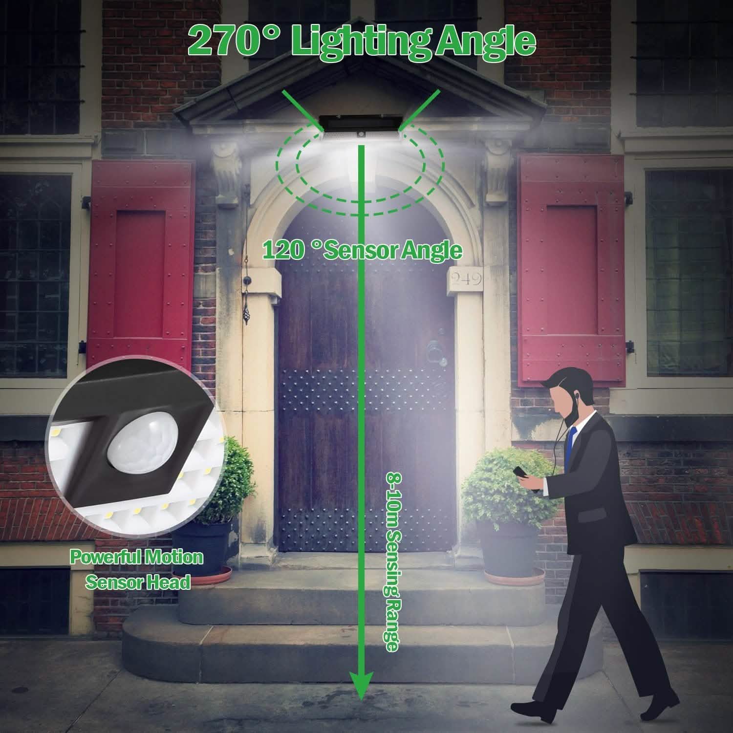 118 LEDs Solar Wall Light Outdoor Motion Sensor Lamp