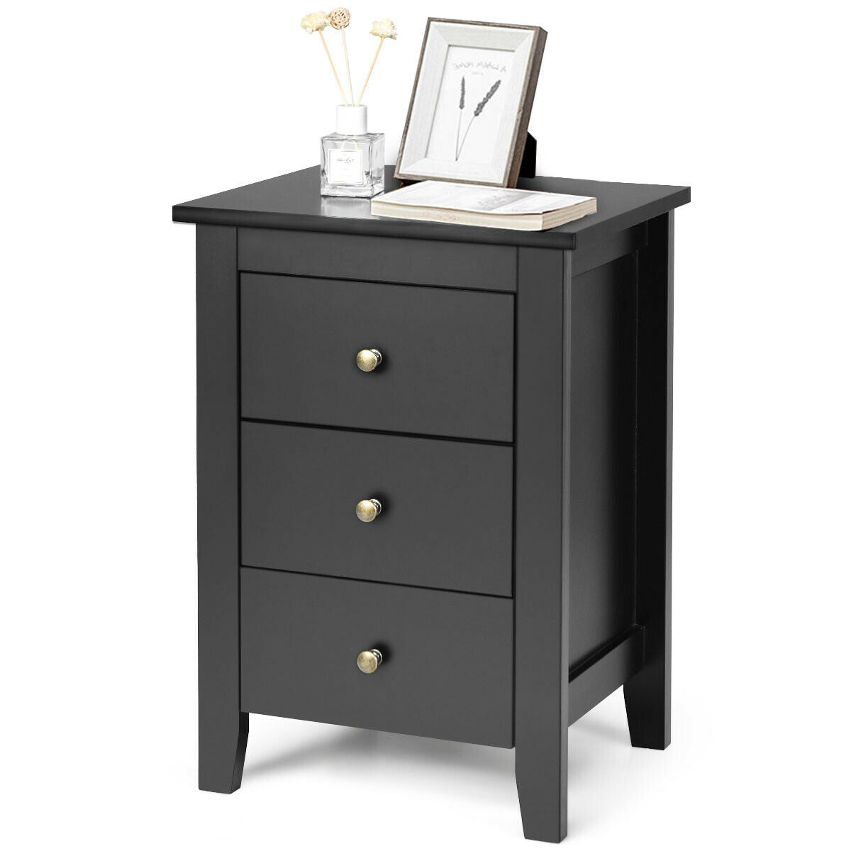 Nightstand End Beside Table Drawers Modern Storage Bedroom Furniture