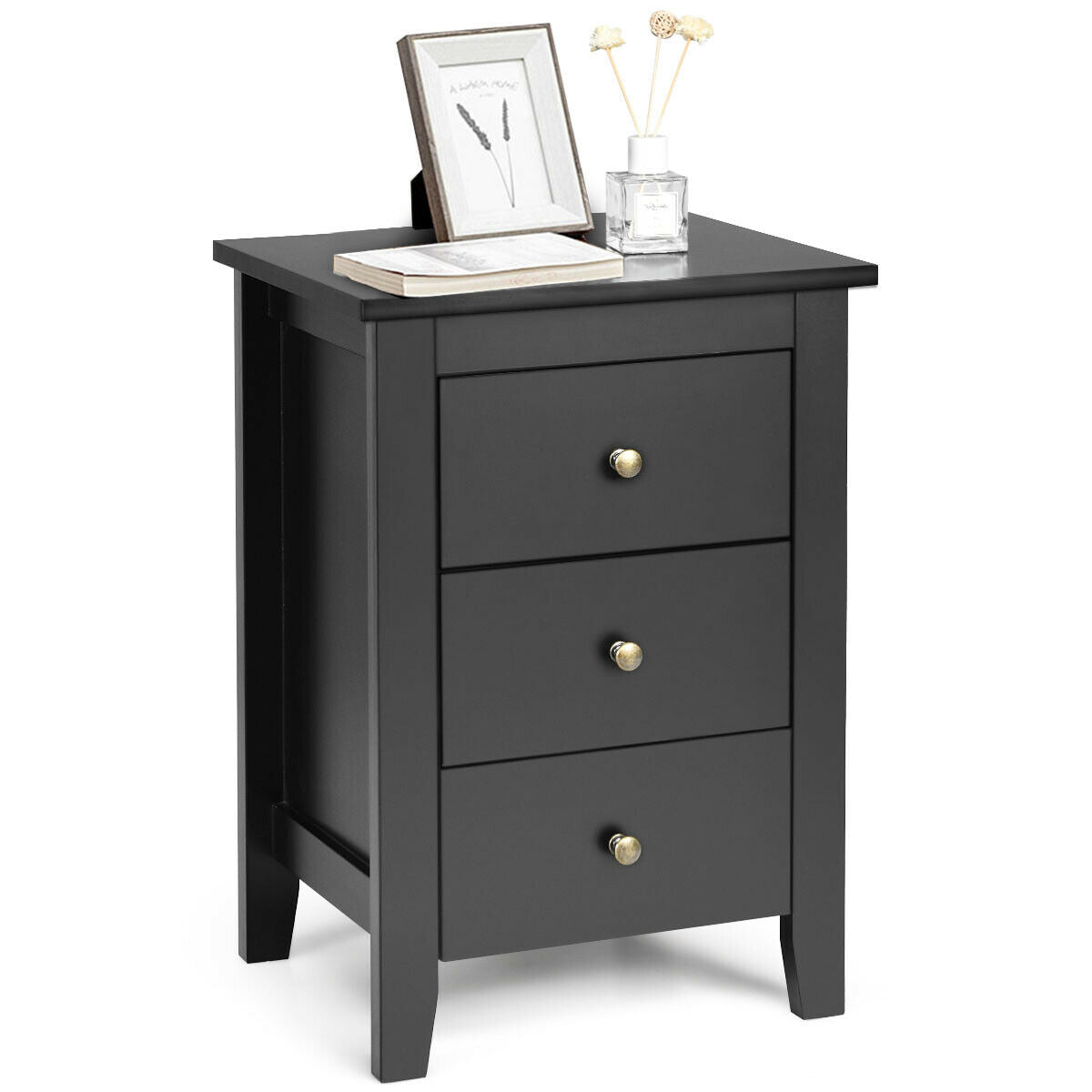 Set of 2 Nightstand End Beside Table Drawers
