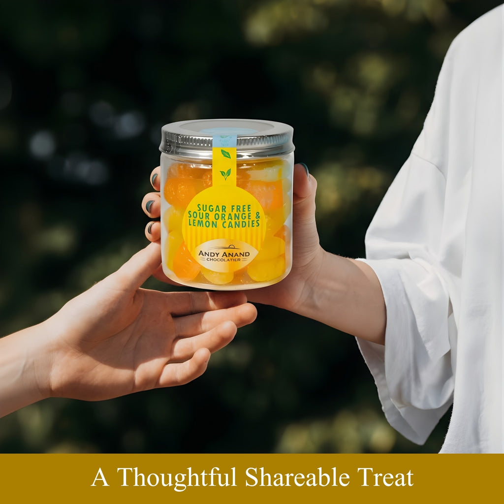 Andy Anand Sugar-Free Orange & Lemon Hard Candy, 7 oz – European Imported, Stevia Sweetened, Keto & Diabetic-Friendly Gourmet Snack Gift Box