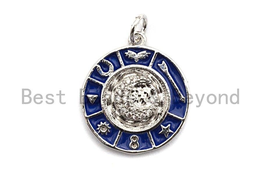 Blue White Enamel Round Disc Charms Pendant, Enamel Pendant,Round Enamel, Oil Drop jewelry Findings, 18x20mm,sku#Z378