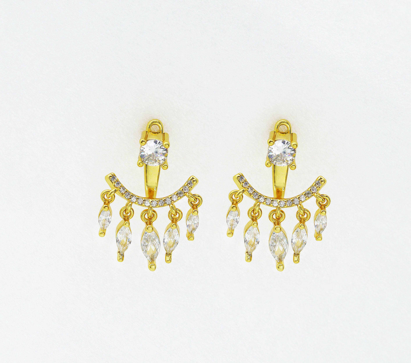 CZ Tassel Stud Earrings, Sku#J358