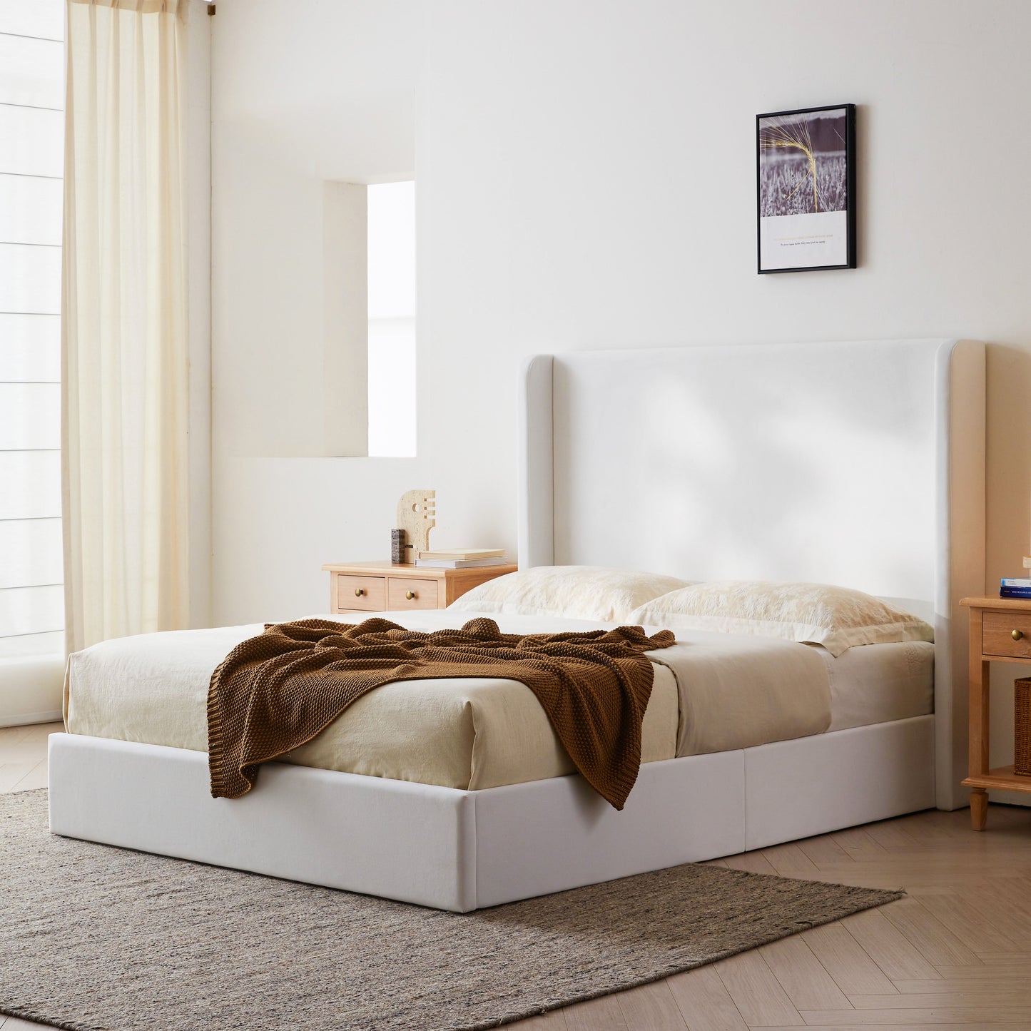 Carmen Upholstered Wingback Bed