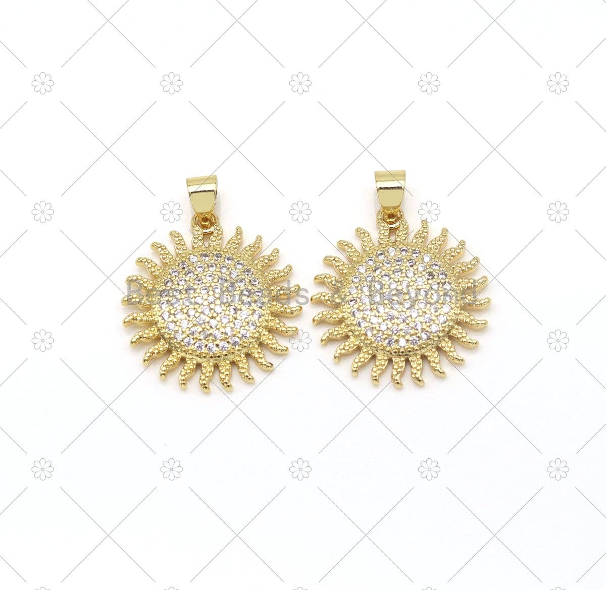 CZ Sunflower Charm, Sku#LK525