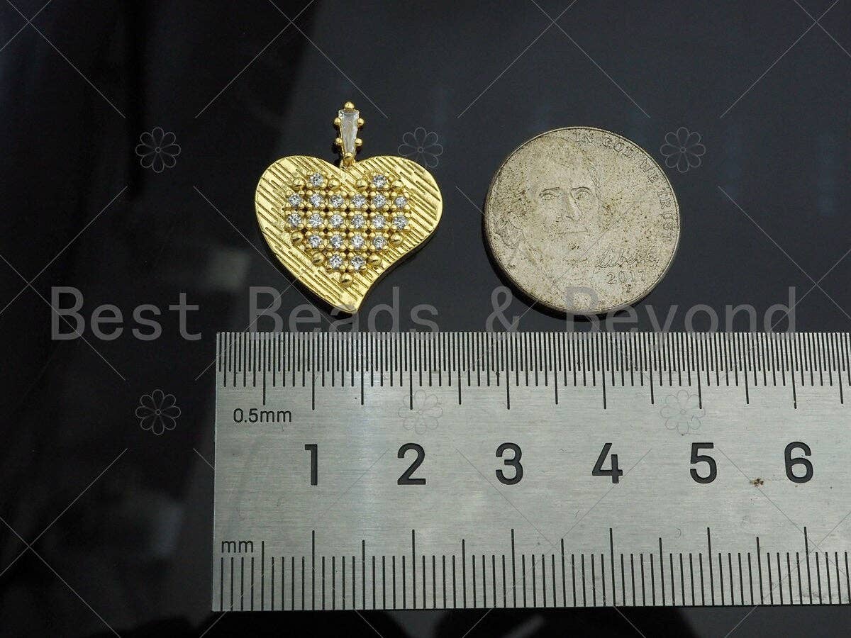 Gold Filled CZ Micro Pave Heart On Heart Shape Pendant, 18K Gold Filled Heart Charm, Necklace Bracelet Charm Pendant,20x23mm,Sku#LK335