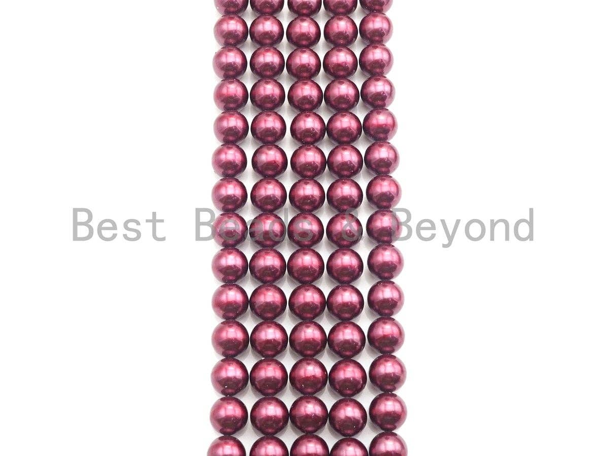 Natural Mother of Pearl Maroon Round Smooth beads, 8mm/10mm/12mm Maroon MOP Beads, 15.5inch strand, SKU#T140