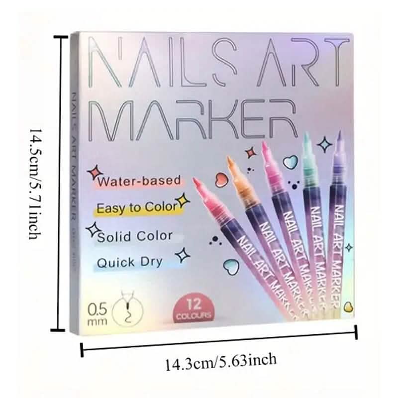 12-Color Nail Art Pen Set Quick Dry Acrylic Paint Markers
