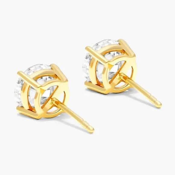1/2 Ct TW Real Natural Round-Cut Diamond Solitaire 14K Gold Stud Earrings
