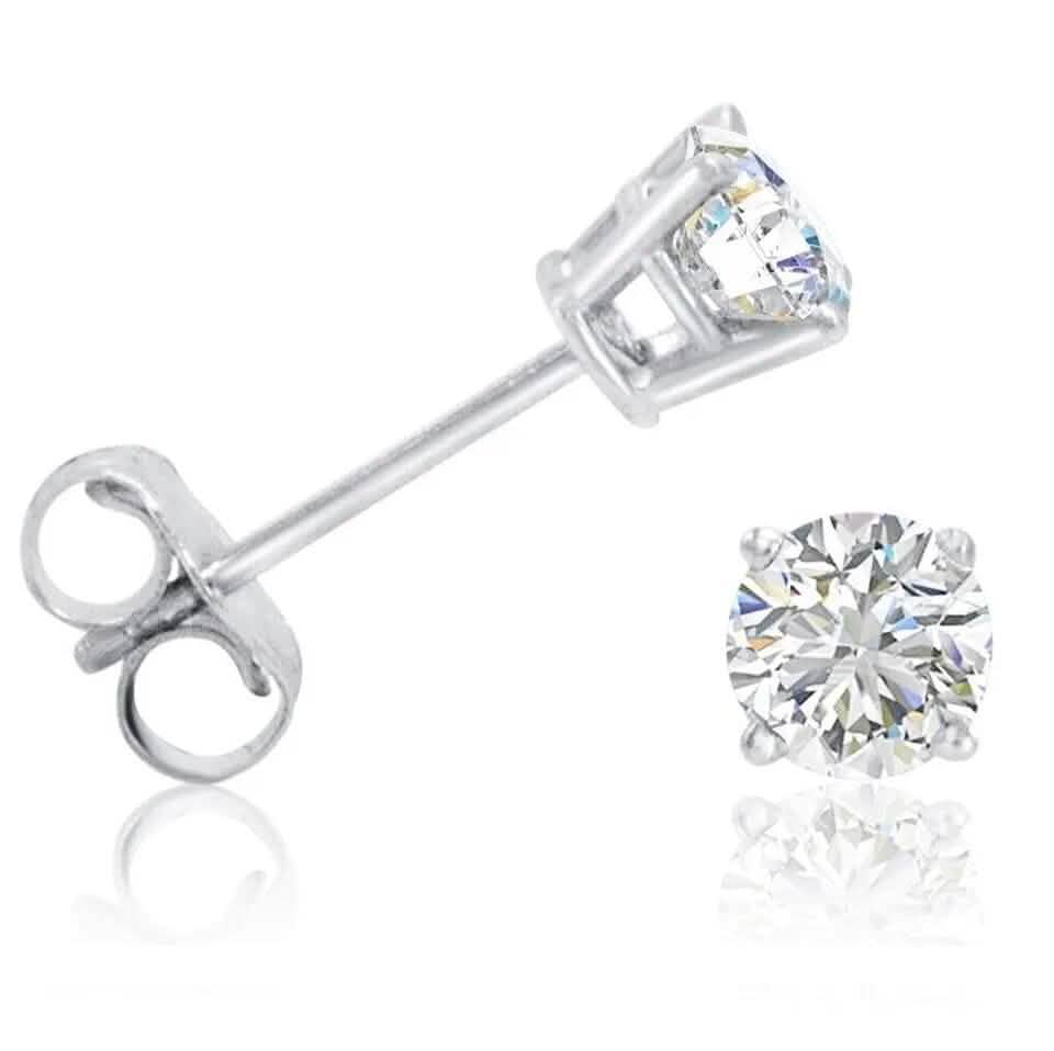 1/2 Ct TW Real Natural Round-Cut Diamond Solitaire 14K Gold Stud Earrings